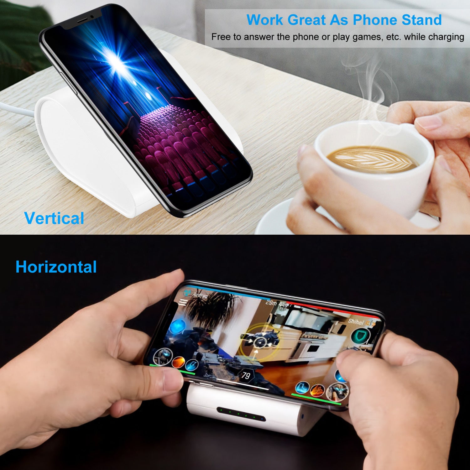 1PC 10,400mAh Qi Wireless Power Bank – Compatible with iPhone XS Max, XR, Galaxy S10, S9, Note 9