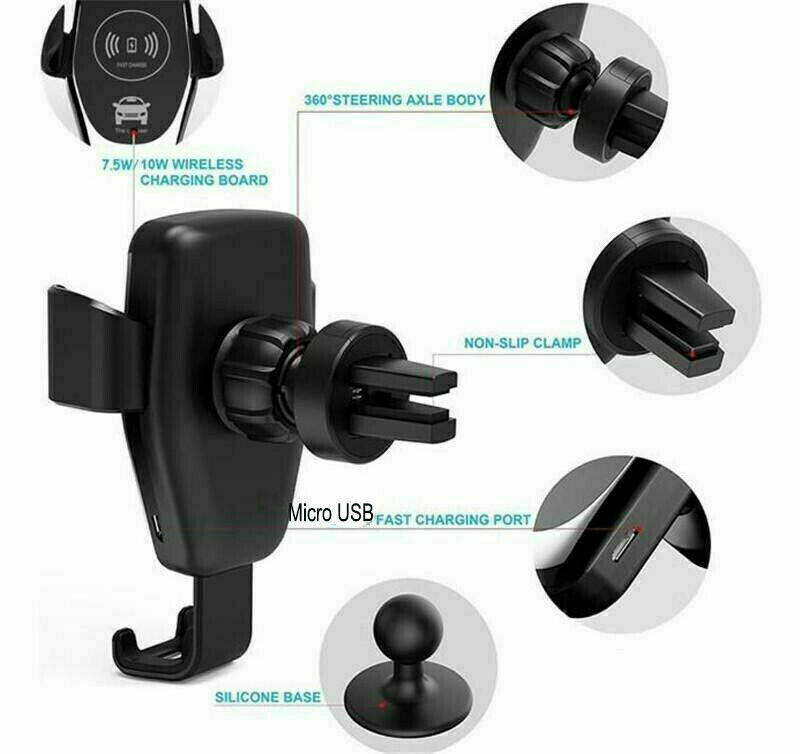 10W QI Wireless Fast Car Charger – Automatic Clamping Mount Holder