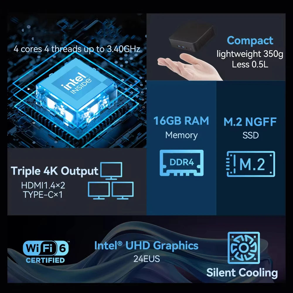 Windows 11 Pro Intel Core i9 8950HK  Mini PC Computer 16GB 1TB 2TB 4K Gaming Computer WiFi6 USB Portable Mini Desktop PC