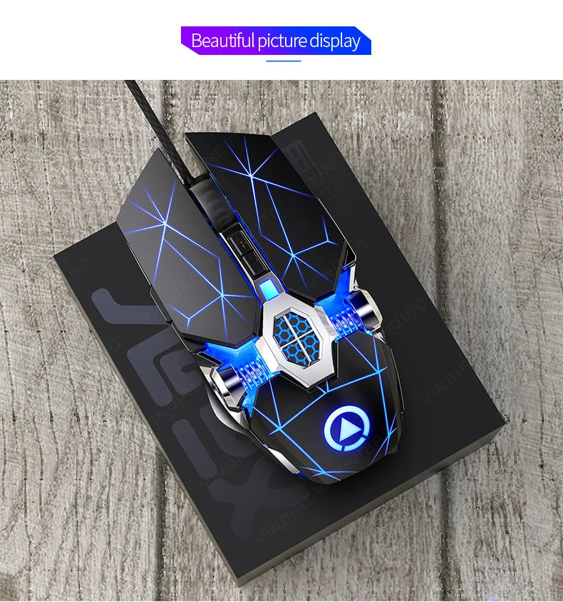 Ergonomic Wired Gaming Mouse — RGB, LED Backlit, 3200dpi, 6-Button, USB, Silent/Mute Mause for PC/Laptop