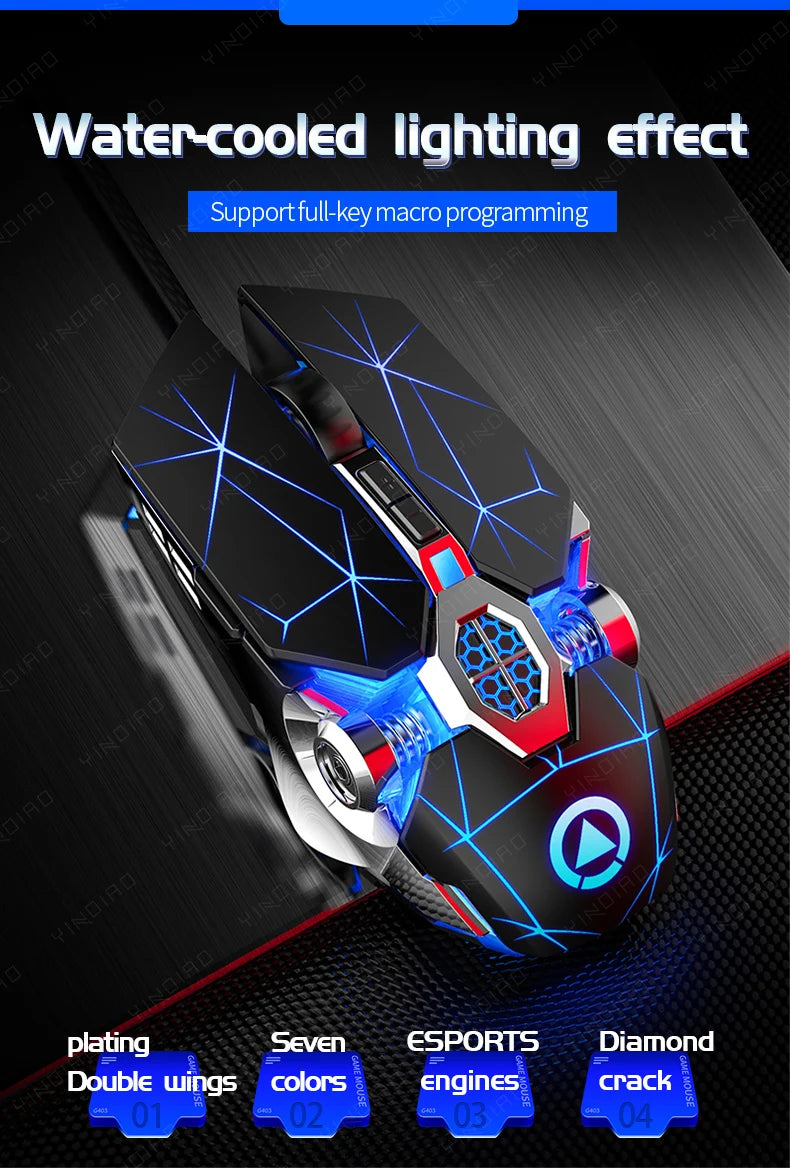 Ergonomic Wired Gaming Mouse — RGB, LED Backlit, 3200dpi, 6-Button, USB, Silent/Mute Mause for PC/Laptop