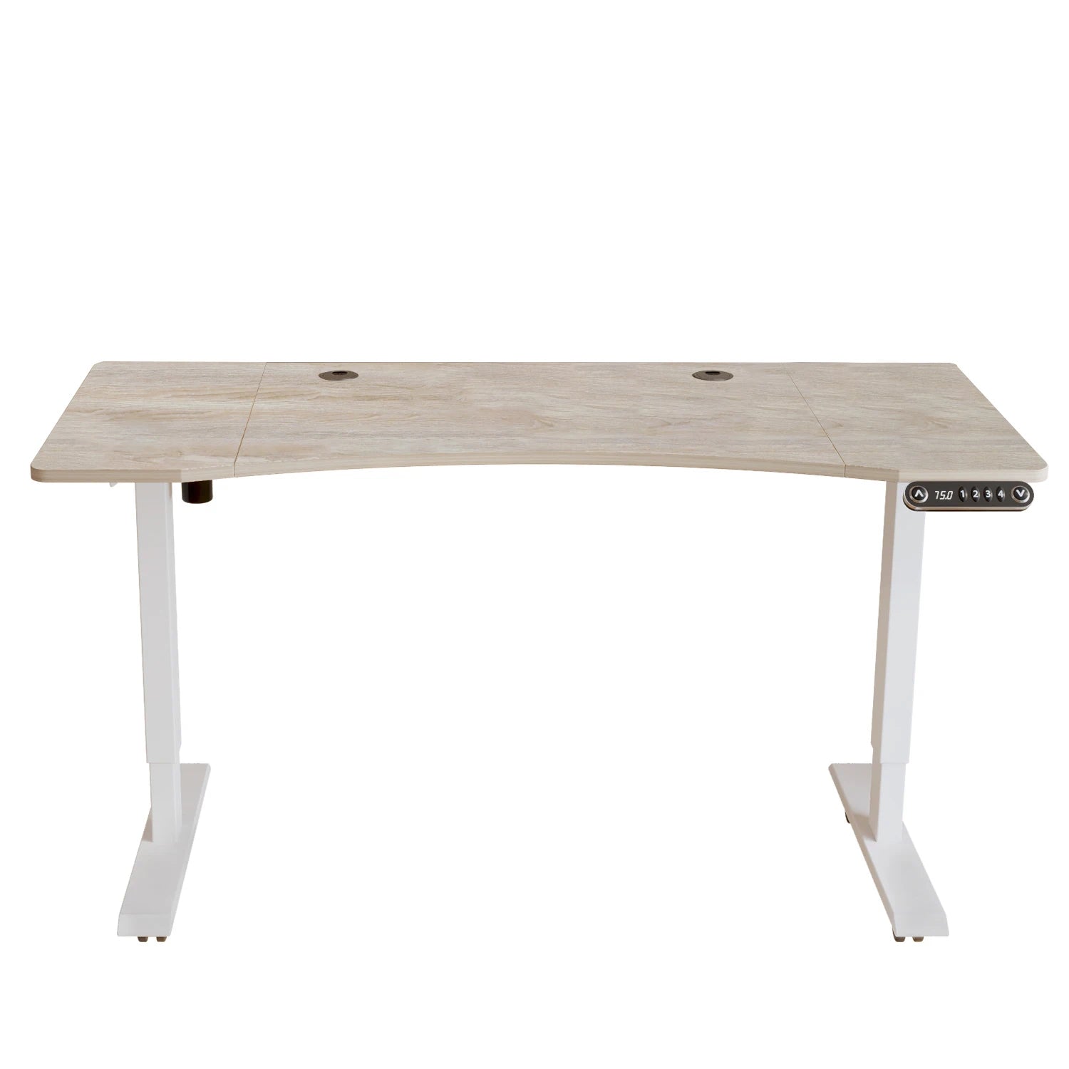 Adjustable Computer Desk HMS 55 – Light Khaki/White, Modern, Ergonomic Workspace