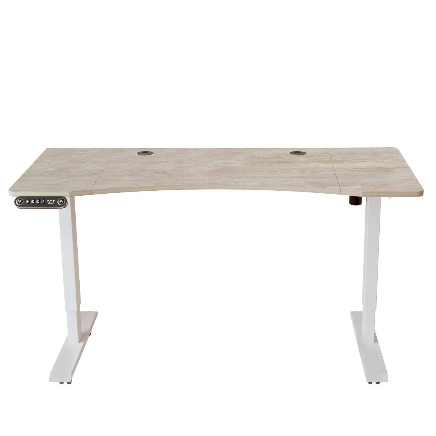 Adjustable Computer Desk HMS 55 – Light Khaki/White, Modern, Ergonomic Workspace