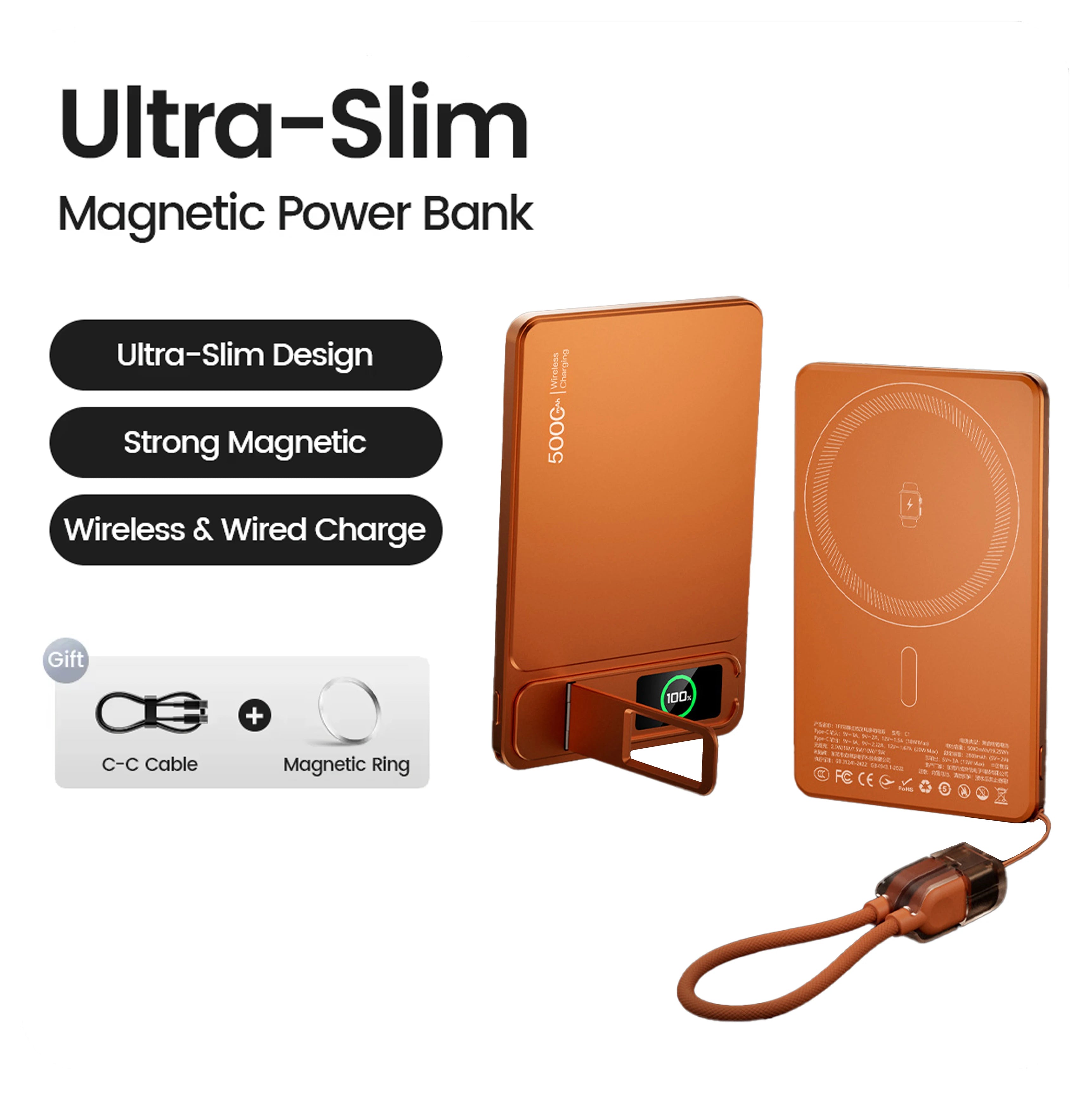 MagSafe Magnetic Powerbank 10000mAh 15W Qi Wireless PD 20W Fast Charging for iPhone 12–17 Pro & Apple Watch