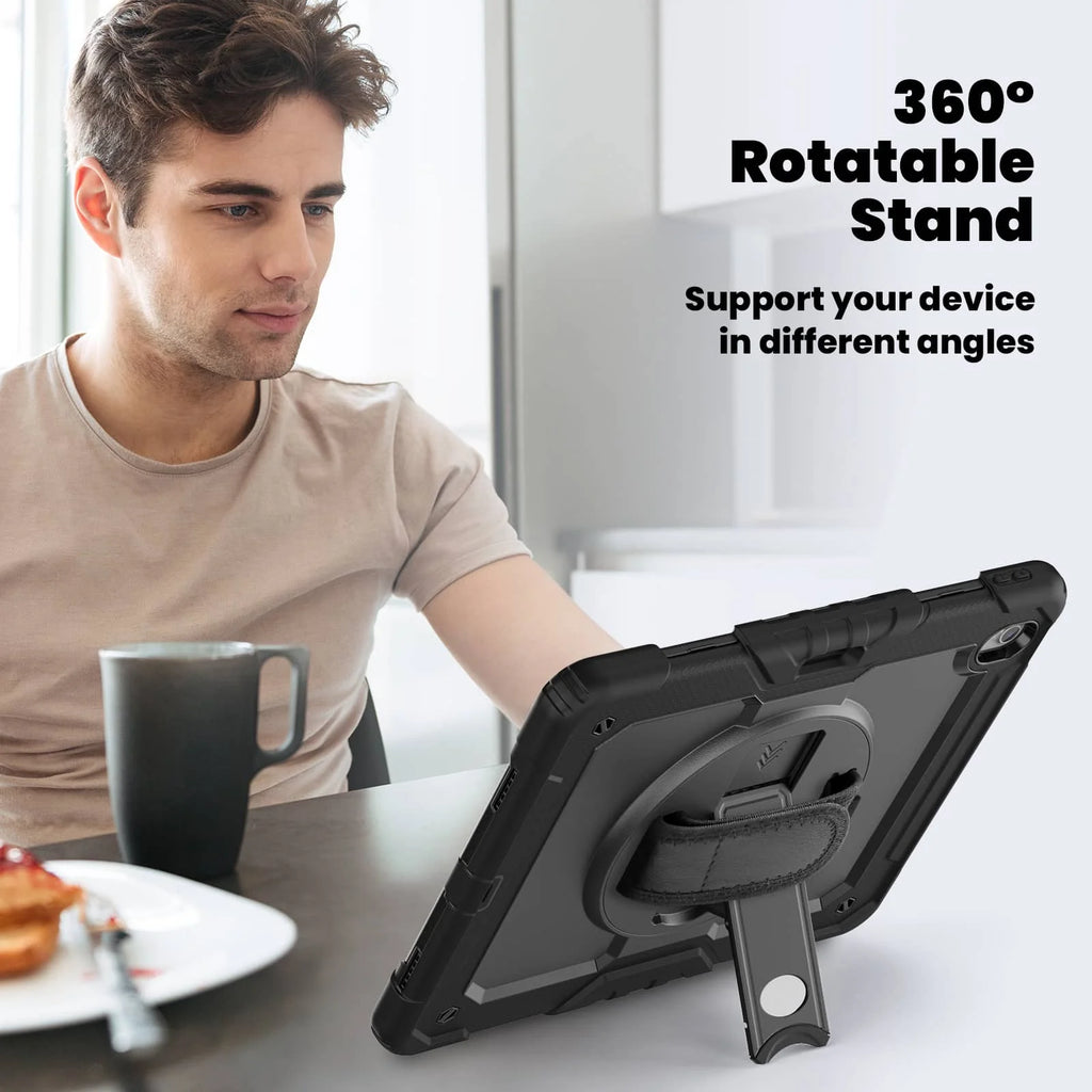 Heavy-Duty iPad Case for A16 11th & Air 11/13, Pencil Holder & Shoulder Strap