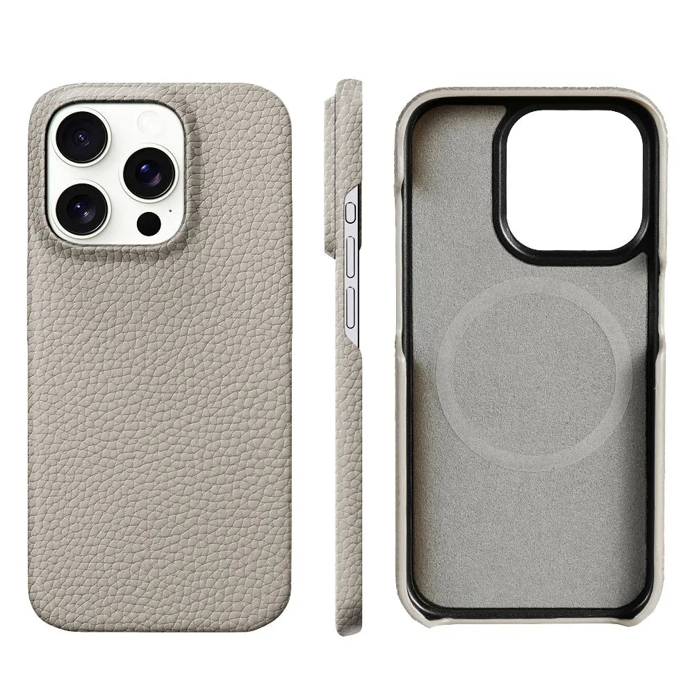 Luxury MagSafe Leather Case for iPhone 17/16/15 Pro Max Air – Cowhide Magnetic Cover