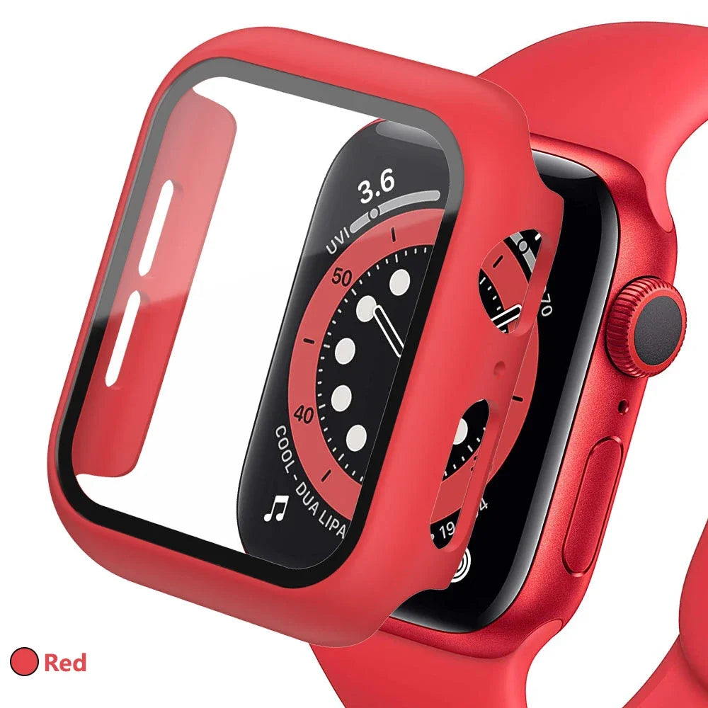 Tempered Glass Screen Protector + Case Cover for Apple Watch Ultra/SE (Series 3–8) – 41mm/44mm/45mm/49mm Compatible,  Watch Case Protector