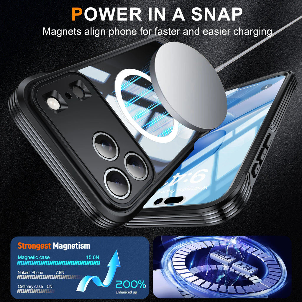 Magnetic Military-Grade Rugged Case for iPhone 17 Pro Max / 17 Pro / 17 Air — Built-In Screen Protector and Durable Body Protection