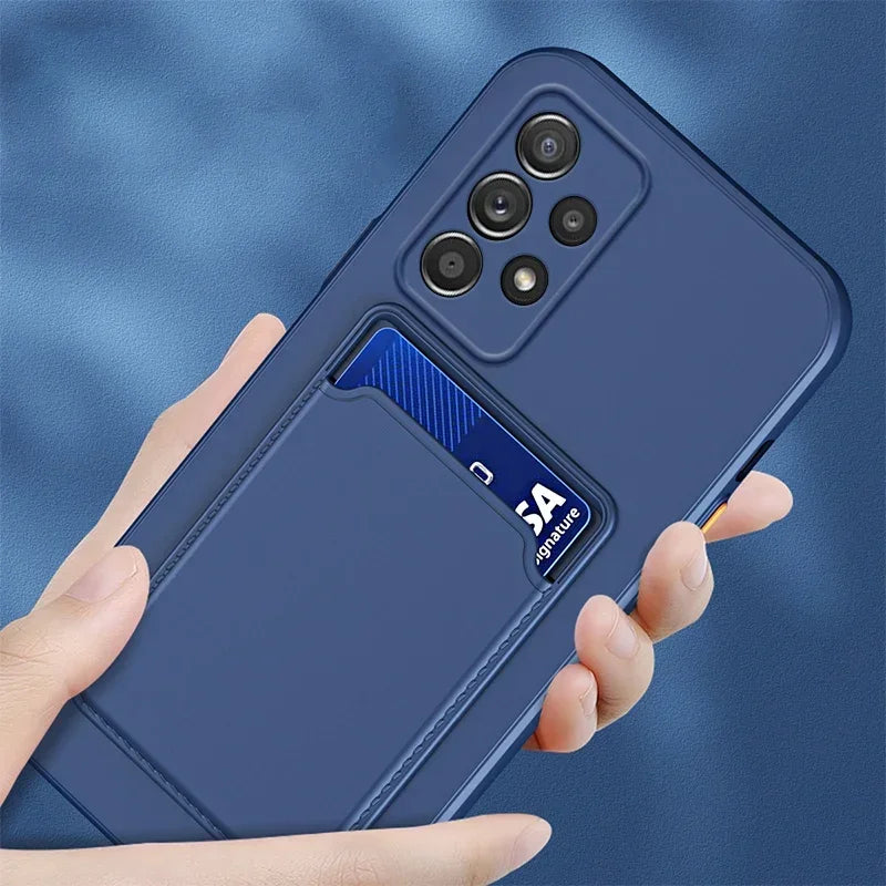 Soft Silicone Slot Wallet Card Holder Case for Samsung Galaxy (S24–S20 FE, Note20 Ultra, A51/A71/A54)