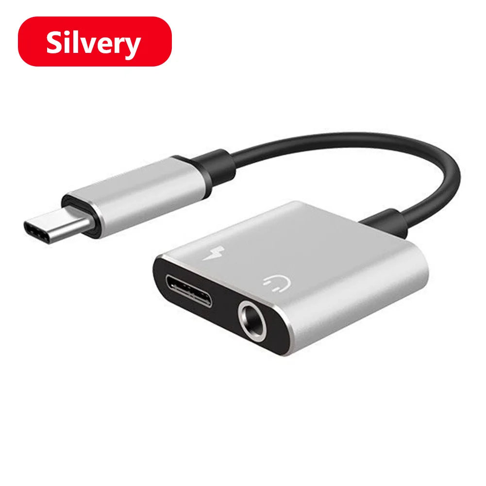 Type-C to 3.5mm Audio Converter – 2-in-1 USB-C Splitter for Headphones & AUX, Compatible with Xiaomi, Huawei, P Series