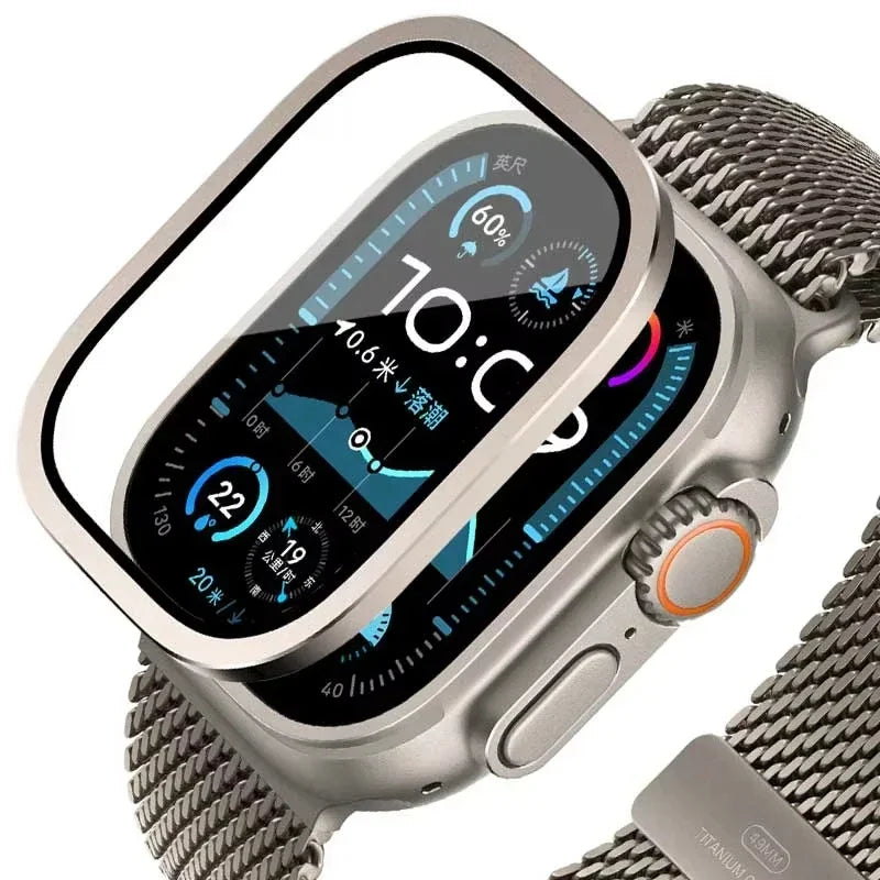 Apple Watch Ultra 2 49mm Screen Protector – Tempered Glass + Metal Frame (Series Ultra2) Case Shield