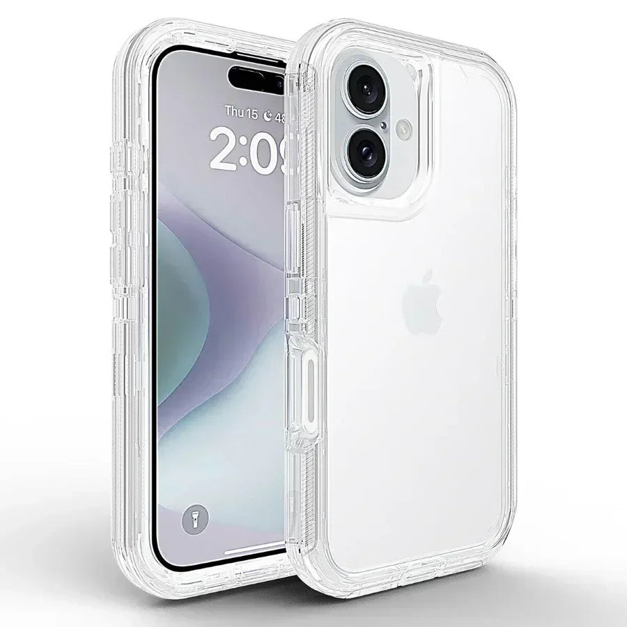 3-in-1 Hybrid Armor Phone Case for iPhone 16E/16/15/14/Plus/13/12/11 Pro Max | Shockproof Rugged Protection Cover