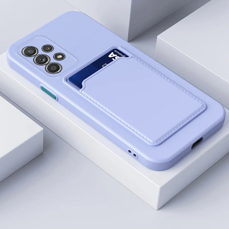 Soft Silicone Slot Wallet Card Holder Case for Samsung Galaxy (S24–S20 FE, Note20 Ultra, A51/A71/A54)