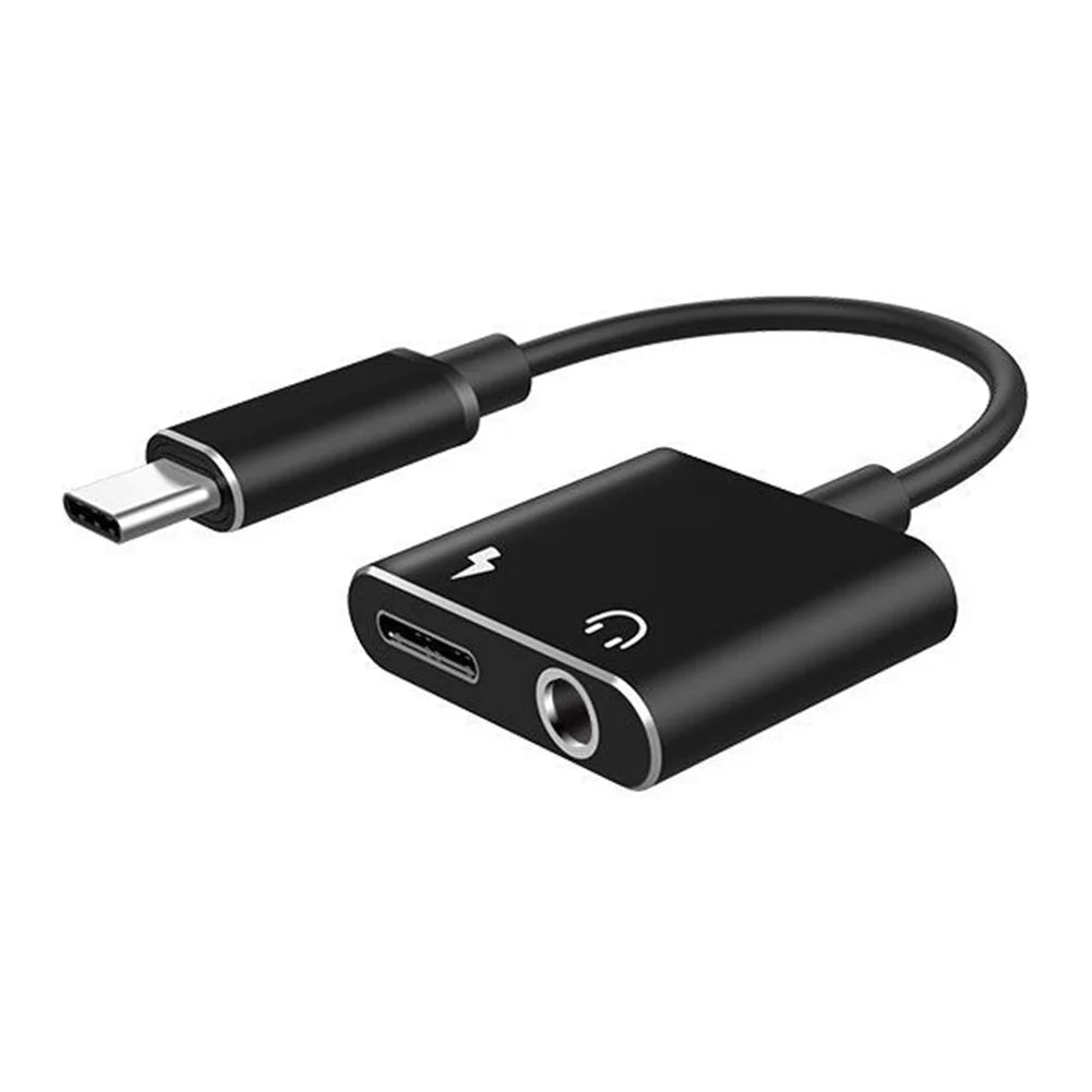 Type-C to 3.5mm Audio Converter – 2-in-1 USB-C Splitter for Headphones & AUX, Compatible with Xiaomi, Huawei, P Series
