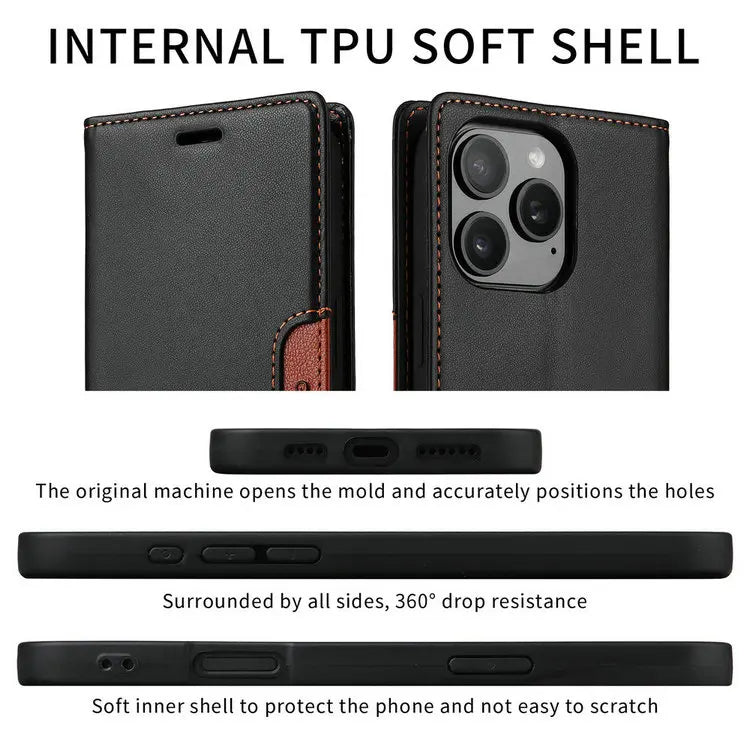 Premium Leather Book Case for iPhone 17 Pro/Pro Max/17 Air — RFID Wallet Cover, Luxury Coque Folio, 5G Protection, ProMax Wallet Fundas