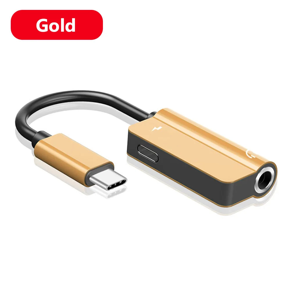 Type-C to 3.5mm Audio Converter – 2-in-1 USB-C Splitter for Headphones & AUX, Compatible with Xiaomi, Huawei, P Series