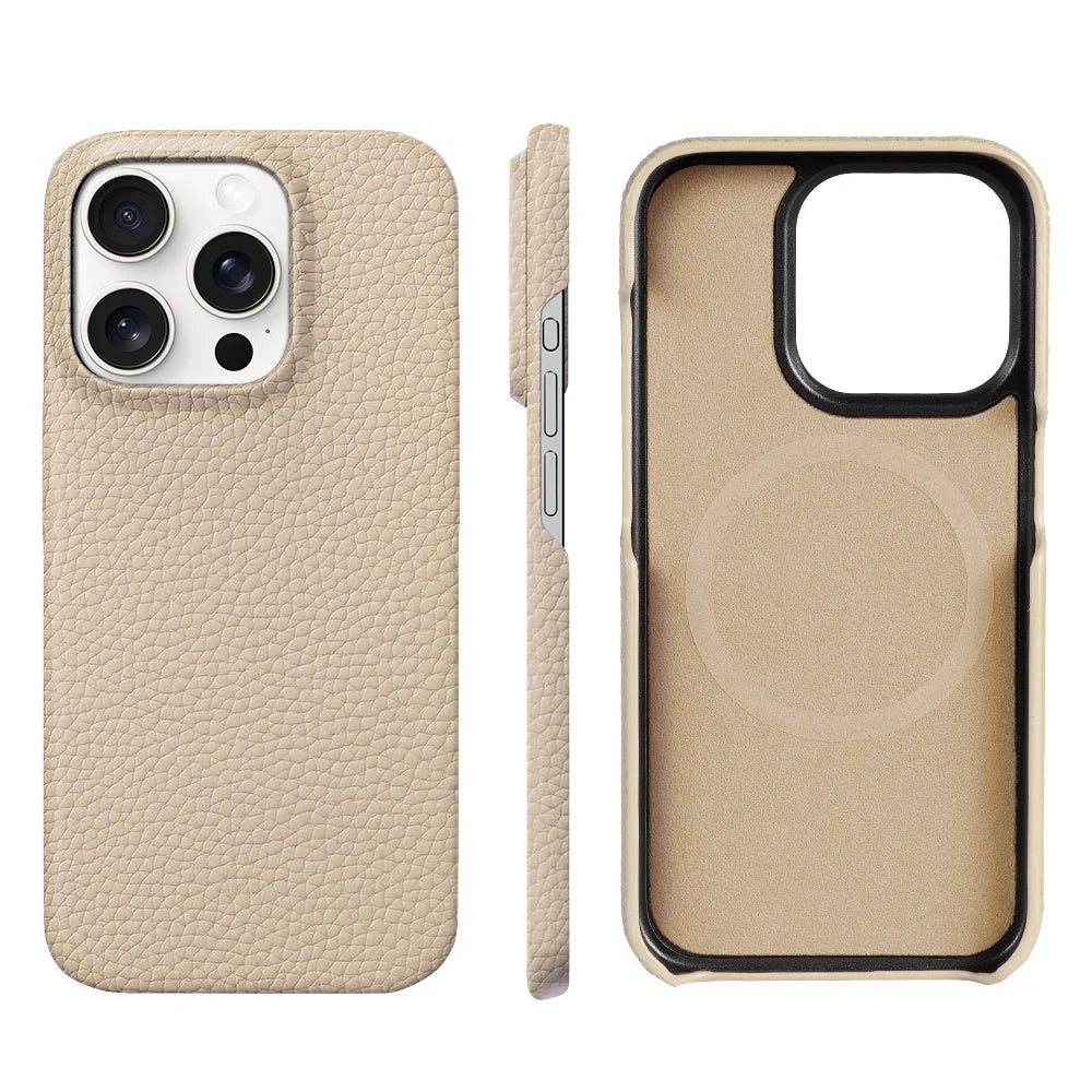 Luxury MagSafe Leather Case for iPhone 17/16/15 Pro Max Air – Cowhide Magnetic Cover