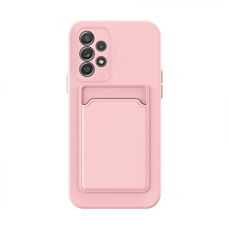 Soft Silicone Slot Wallet Card Holder Case for Samsung Galaxy (S24–S20 FE, Note20 Ultra, A51/A71/A54)