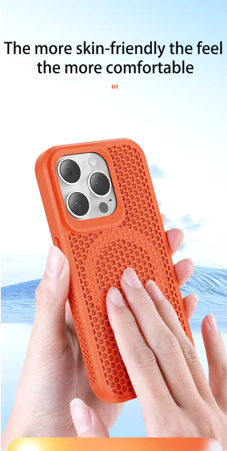 Cooling Phone Case for iPhone 17/16/15/14/13/12 Pro/Max – Breathable Hard Back, Magnetic MagSafe