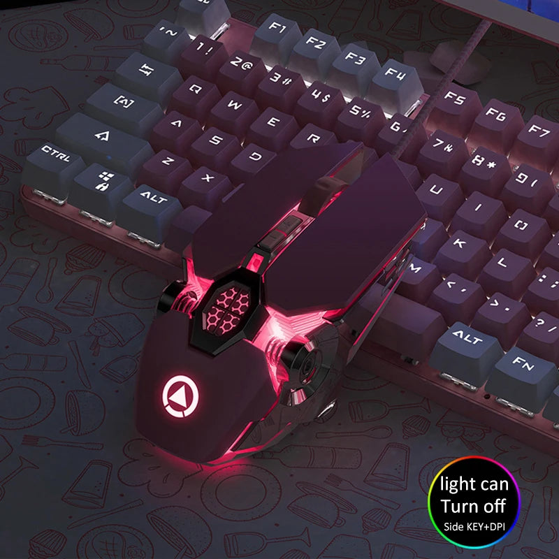 Ergonomic Wired Gaming Mouse — RGB, LED Backlit, 3200dpi, 6-Button, USB, Silent/Mute Mause for PC/Laptop
