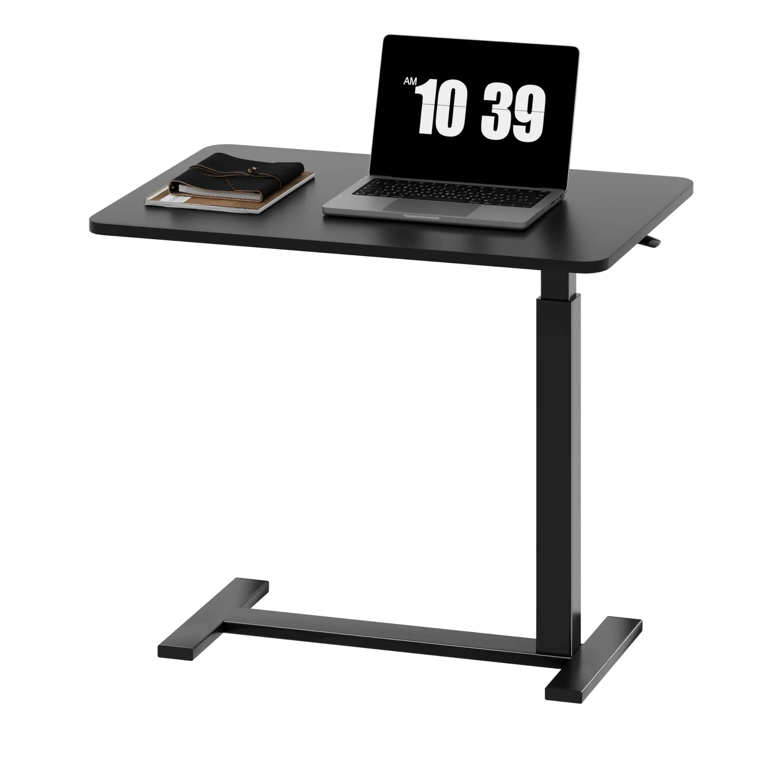 Height-Adjustable Overbed Table: Hidden Wheels & Laptop Desk