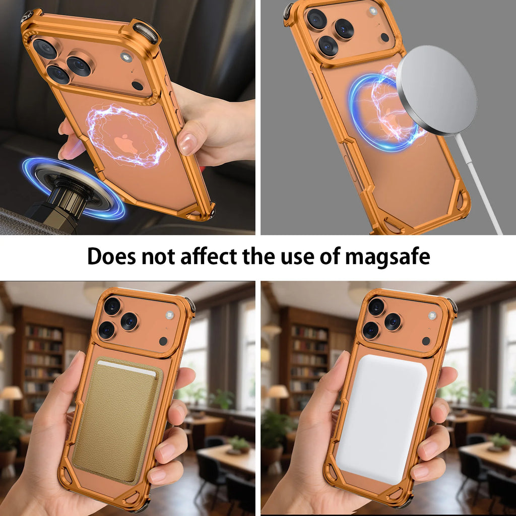 Ultra-thin Metal Phone Case for iPhone 17 Pro/Pro Max/17/14/15/13/12/11/Air — Minimalist Protective Case with Wireless Charging Support