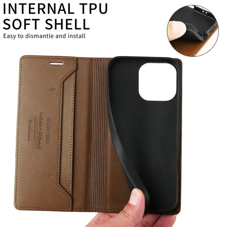 Premium Leather Book Case for iPhone 17 Pro/Pro Max/17 Air — RFID Wallet Cover, Luxury Coque Folio, 5G Protection, ProMax Wallet Fundas