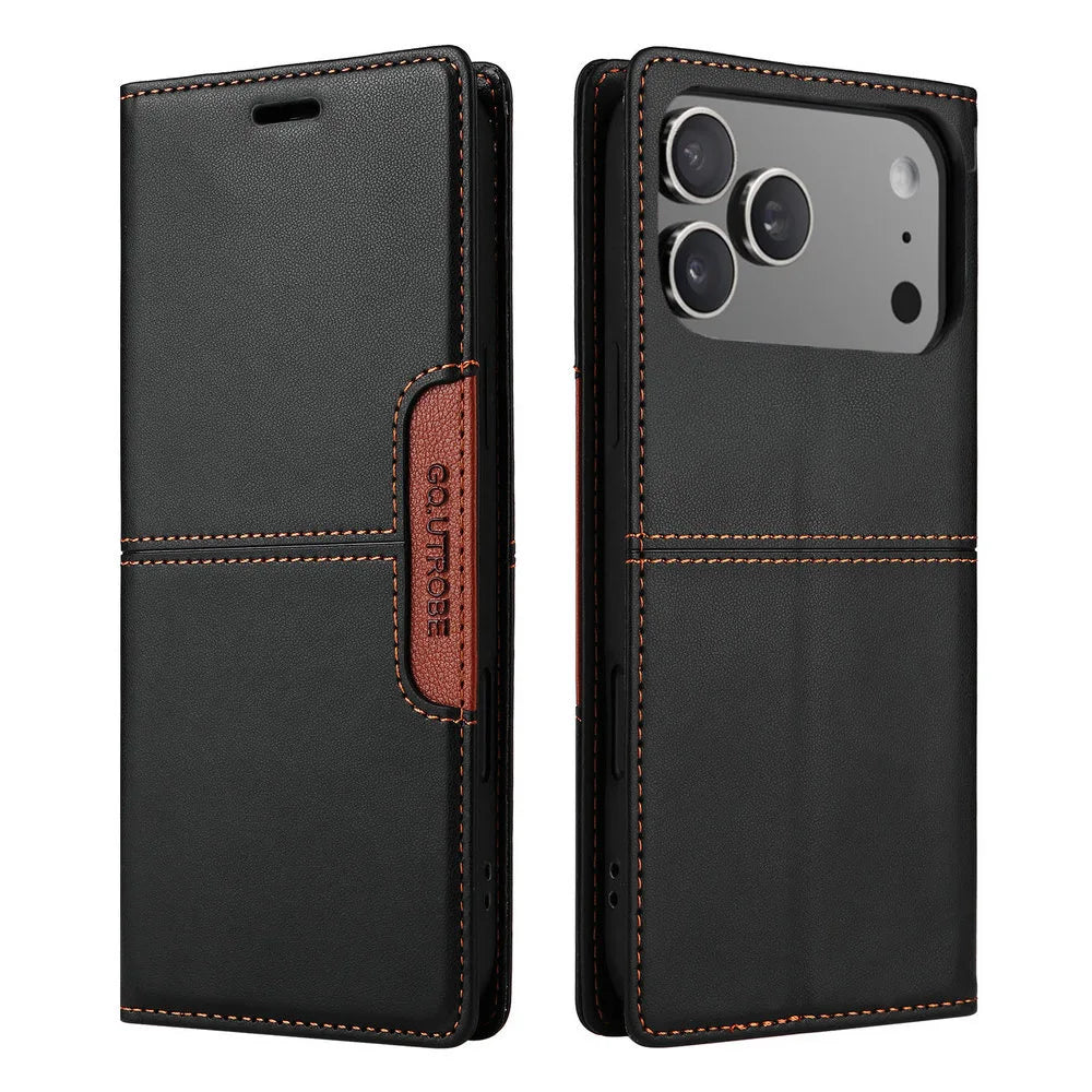 Premium Leather Book Case for iPhone 17 Pro/Pro Max/17 Air — RFID Wallet Cover, Luxury Coque Folio, 5G Protection, ProMax Wallet Fundas