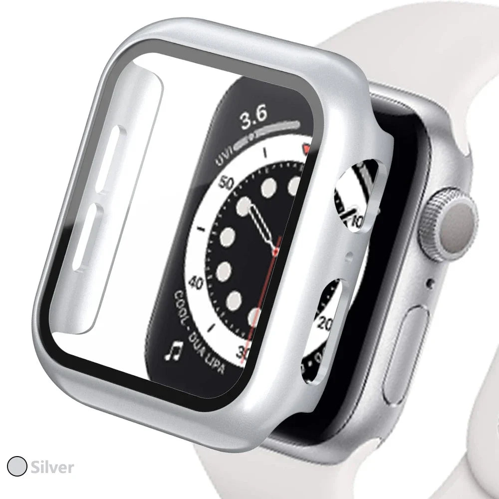 Tempered Glass Screen Protector + Case Cover for Apple Watch Ultra/SE (Series 3–8) – 41mm/44mm/45mm/49mm Compatible,  Watch Case Protector