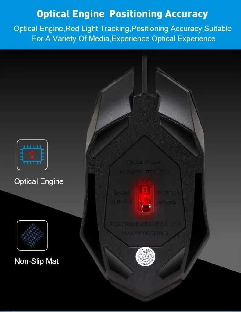 Ergonomic Wired Gaming Mouse — USB RGB Mause with LED Buttons, Silent for PC/Laptop