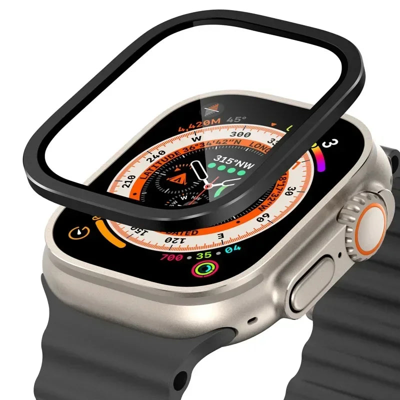 Apple Watch Ultra 2 49mm Screen Protector – Tempered Glass + Metal Frame (Series Ultra2) Case Shield