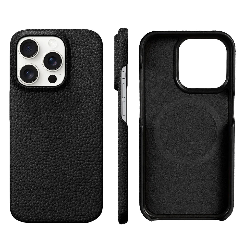 Luxury MagSafe Leather Case for iPhone 17/16/15 Pro Max Air – Cowhide Magnetic Cover