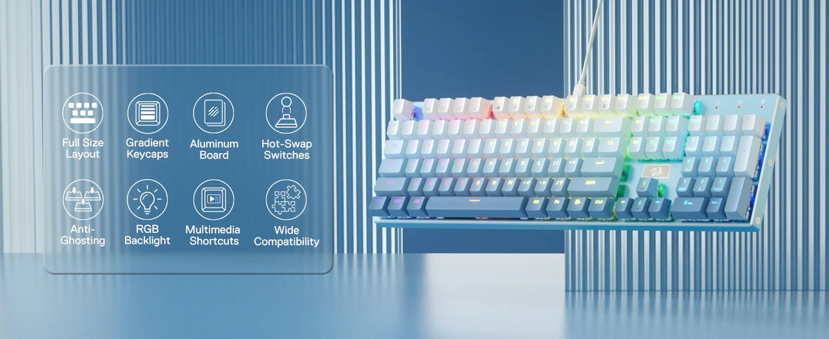 K556 SE RGB Mechanical Gaming Keyboard, 104-Key Hot-Swap Red Switch