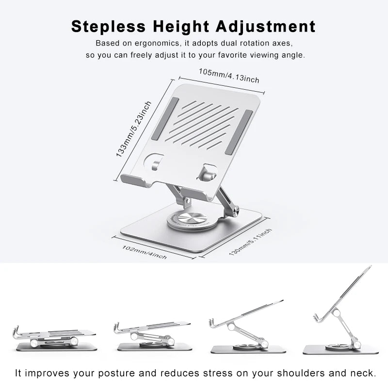 360 Degree Rotating Aluminum Swivel Tablet Stand Holder ST04 for iPad Desktop Workstation