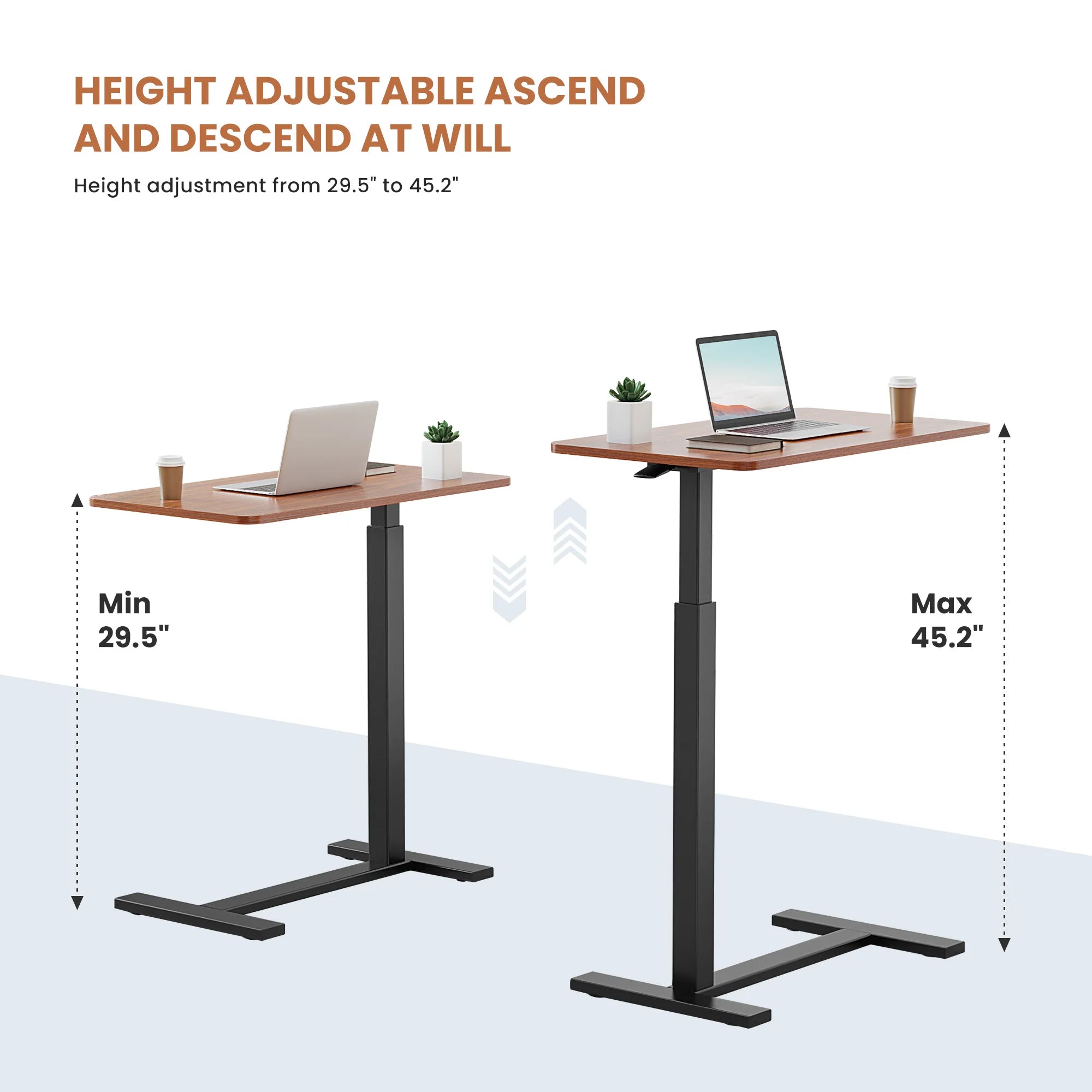 Height-Adjustable Overbed Table: Hidden Wheels & Laptop Desk