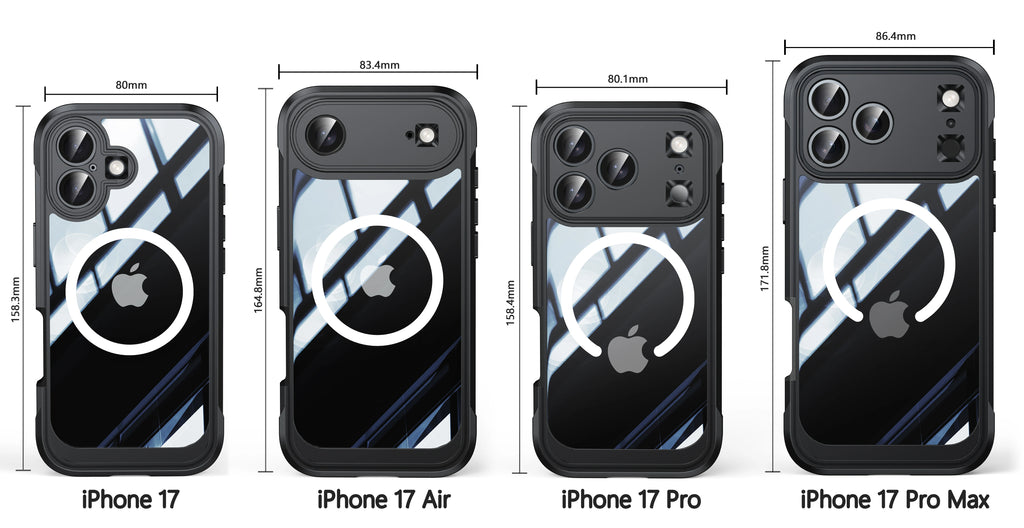 Magnetic Military-Grade Rugged Case for iPhone 17 Pro Max / 17 Pro / 17 Air — Built-In Screen Protector and Durable Body Protection