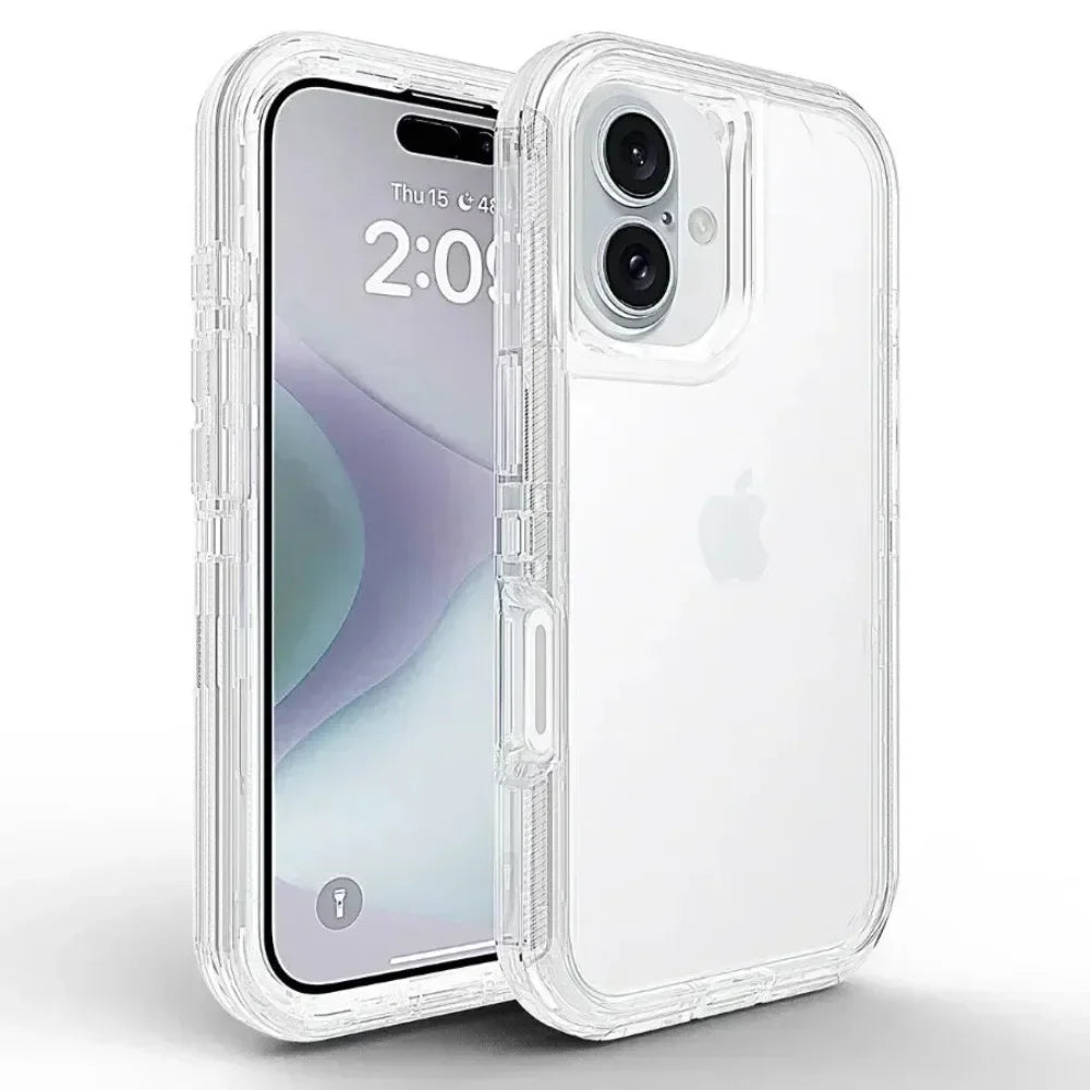 3-in-1 Hybrid Armor Phone Case for iPhone 16E/16/15/14/Plus/13/12/11 Pro Max | Shockproof Rugged Protection Cover
