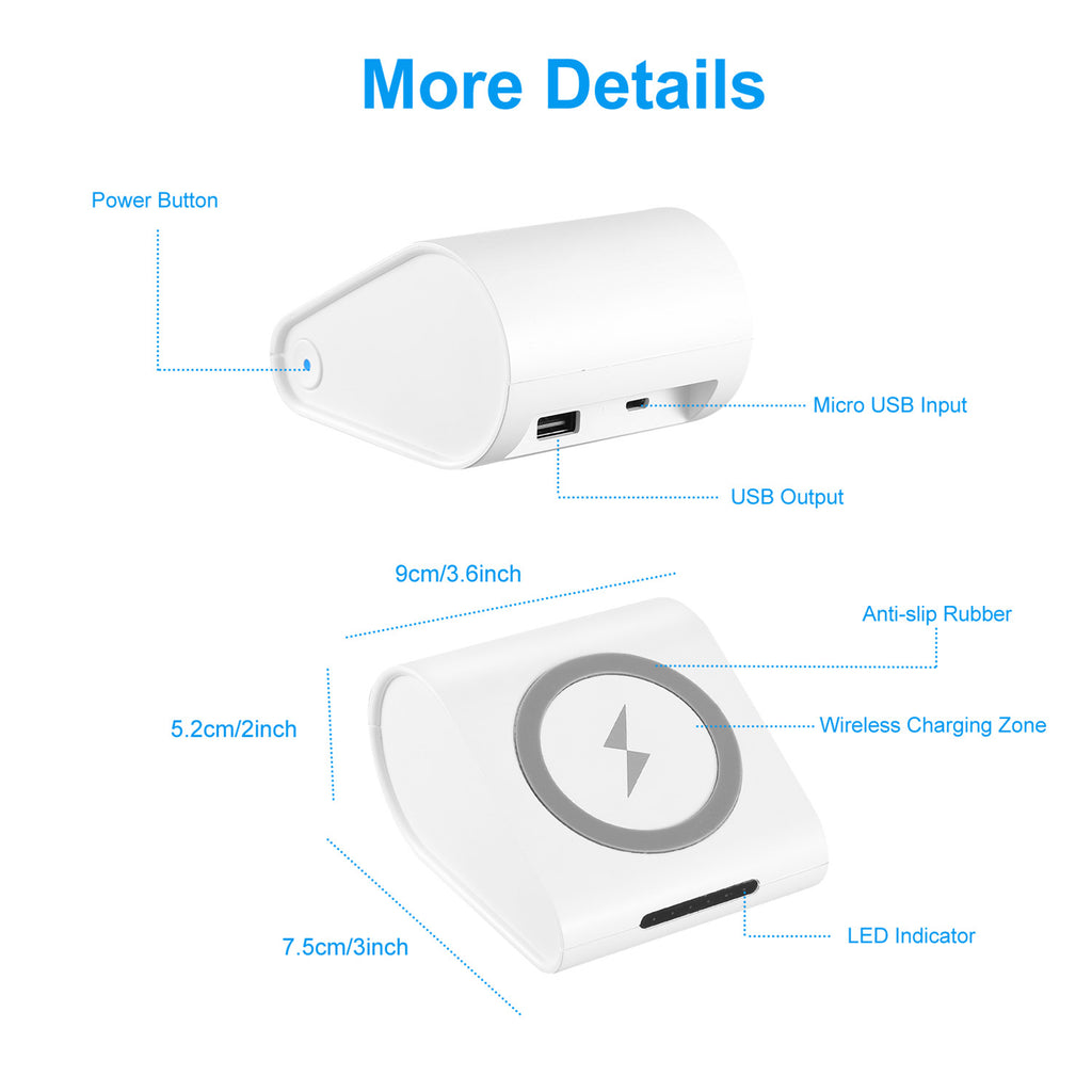 1PC 10,400mAh Qi Wireless Power Bank – Compatible with iPhone XS Max, XR, Galaxy S10, S9, Note 9