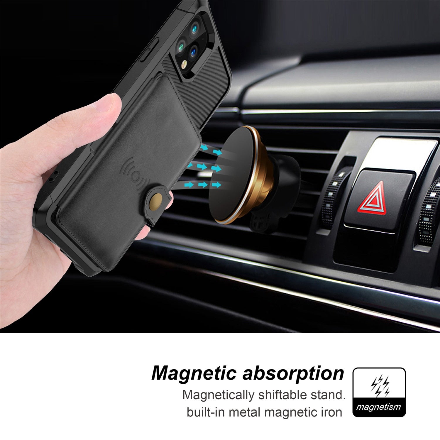 Premium Leather Wallet Cover with Buckle for iPhone serie 12 Models — Stylish Leather Folio Wallet Case